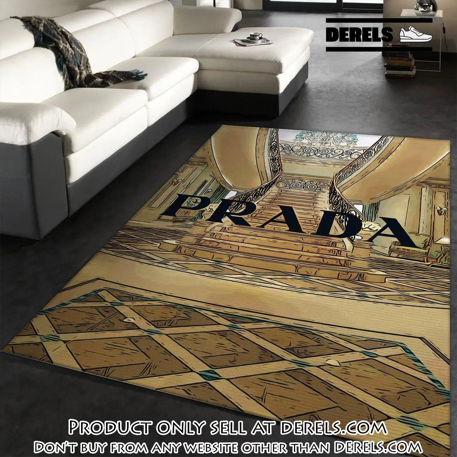 Prada fashion area rug fashion brand rug floor decor home decor dr2140384
